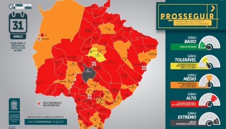 Somente Sidrolândia foi classificada na bandeira cinza no Prosseguir | Foto: Reprodução