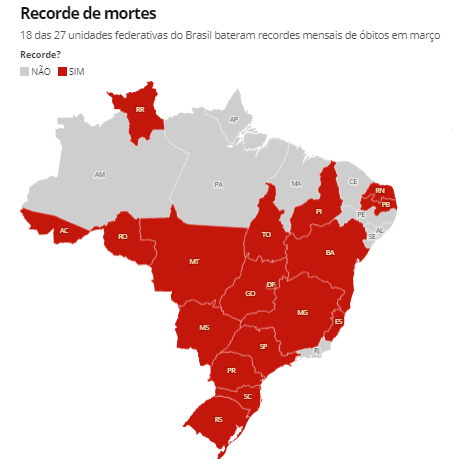 Mapa: Arte G1 Fonte: Secretarias de Saúde/Consórcio de veículos de imprensa/Levantamentos exclusivos G1