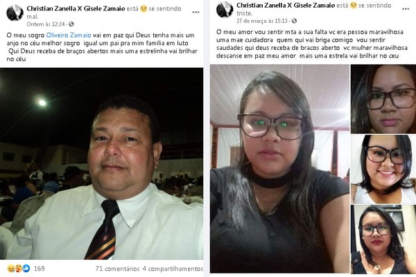 Marido de Gisele fez postagens em homenagem à mulher e ao sogro em Marília — Foto: Facebook/ Reprodução