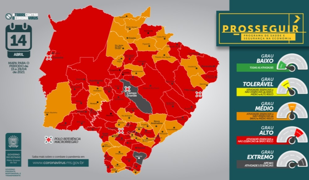 Mapa do programa Prosseguir divulgado nesta quarta-feira, dia 14 de abril — Foto: Subcom/Divulgação