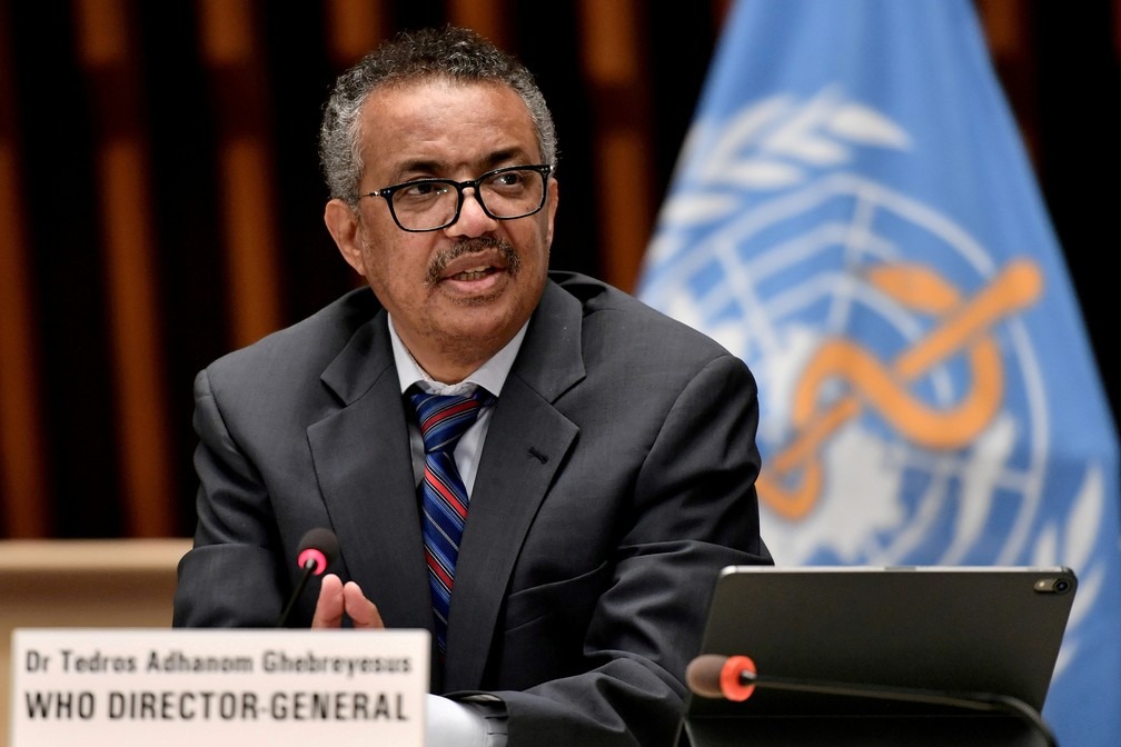 Tedros Adhanom Ghebreyesus, diretor-geral da OMS, em entrevista coletiva na sede da agência em foto de arquivo — Foto: Christopher Black/OMS/Reuters