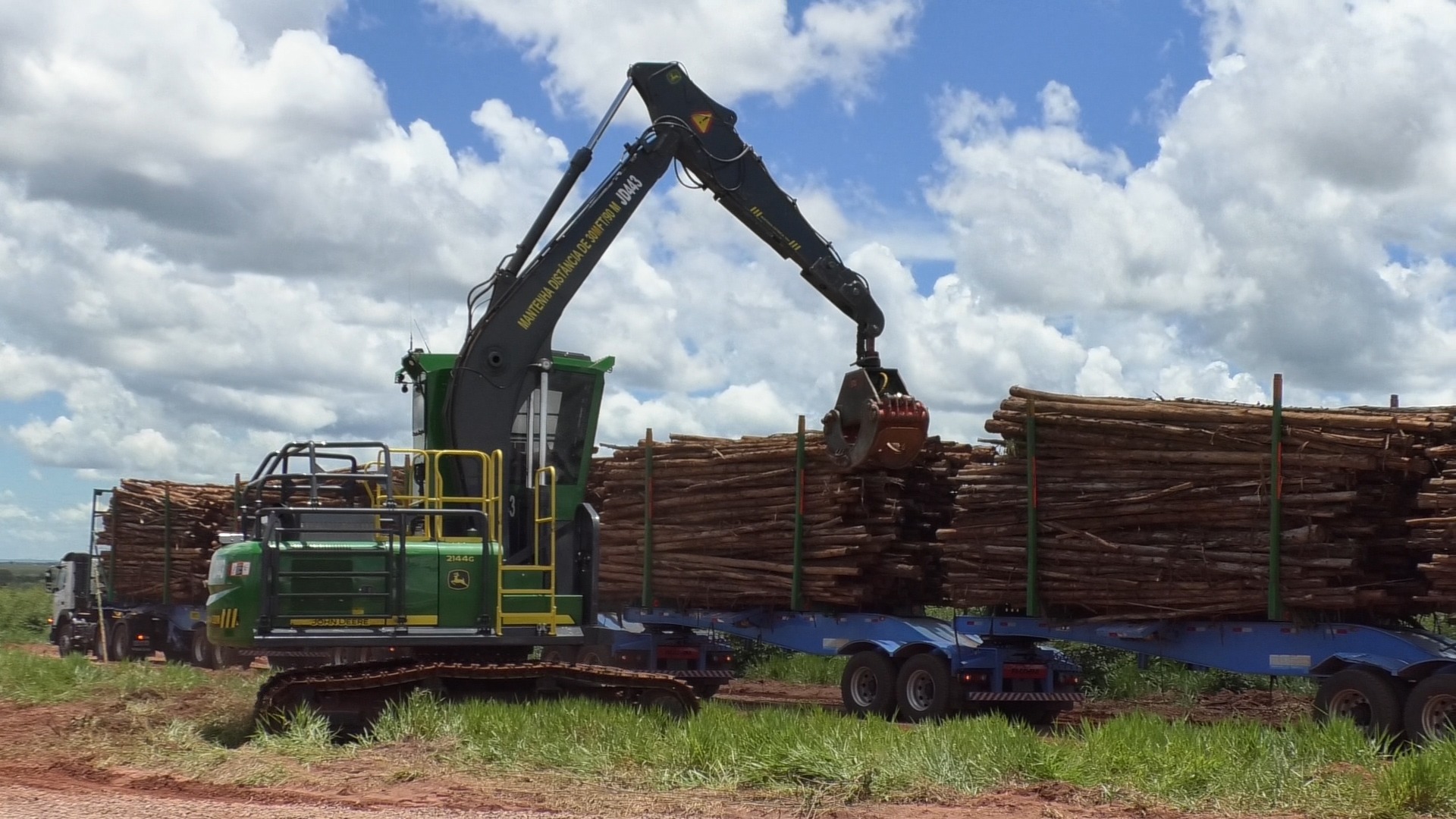 Atualmente, 12 conjuntos de hexatrens, do total de 19, já estão em operação. O hexatrem possui 52 metros de extensão, o que o capacita carregar até 200 toneladas de toras de eucalipto Foto: Hugo Leal/Rádio Caçula.